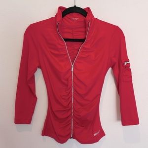 Bebe Sport Red Ruched Athletic Jacket